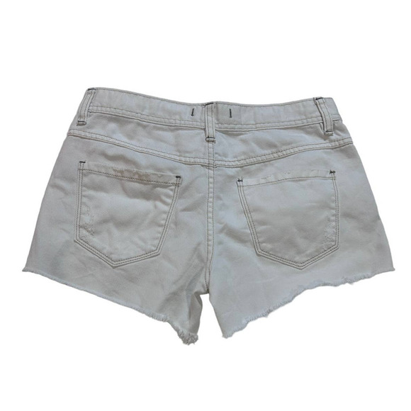 Free People Cut Off Shorty Shorts 25 Button Fly White Feminine Boho Festival - Picture 2 of 10